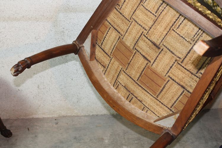 Pair of 19th century Consulat walnut armchairs in the Jacob Frères style