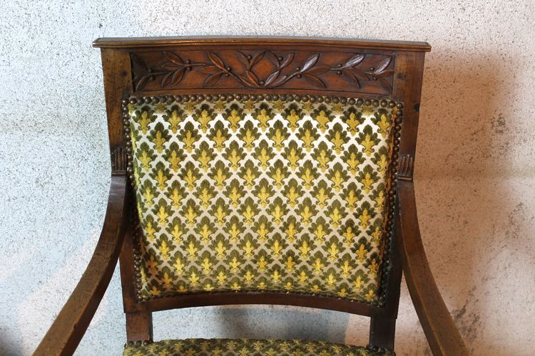 Pair of 19th century Consulat walnut armchairs in the Jacob Frères style