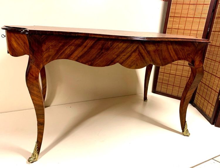 Napoleon III period cube marquetry center table