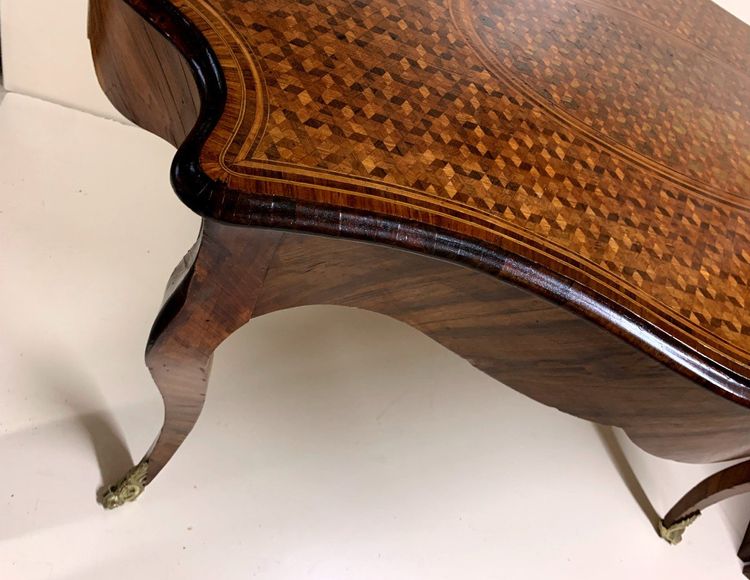 Napoleon III period cube marquetry center table