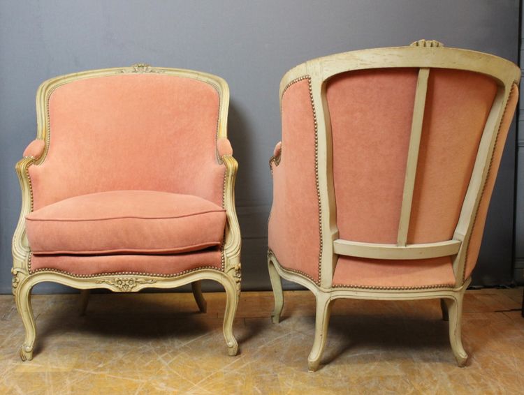 Pair Of Louis XV Style Painted Beech Bergères Circa 1900