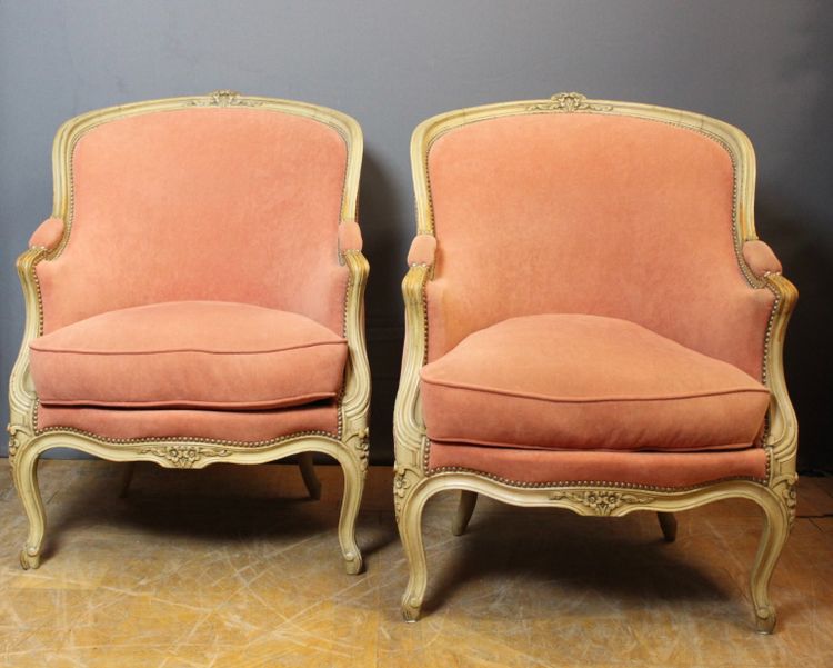 Pair Of Louis XV Style Painted Beech Bergères Circa 1900