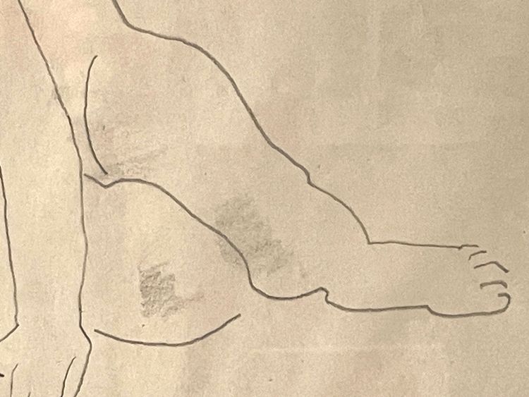 original drawing of a female nude lying down. signed Leopold Survage