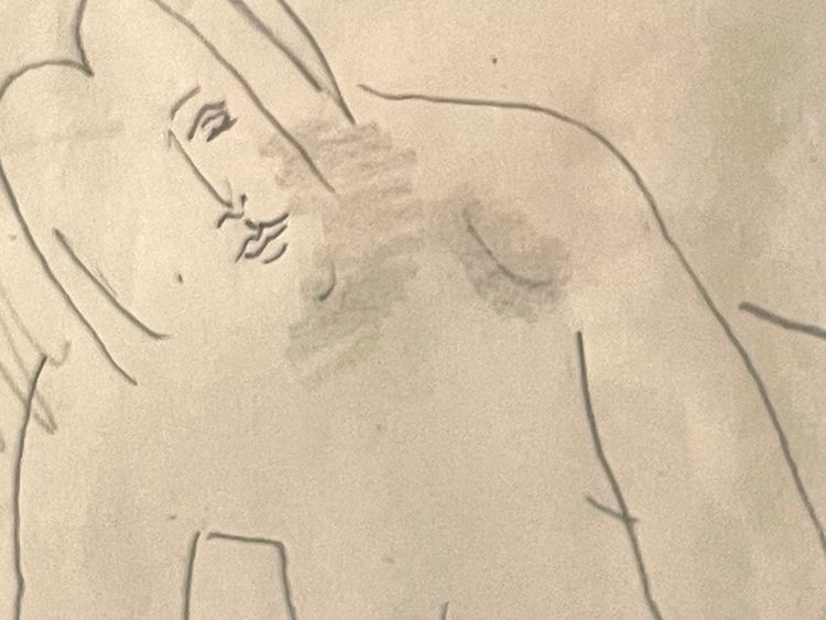 original drawing of a female nude lying down. signed Leopold Survage