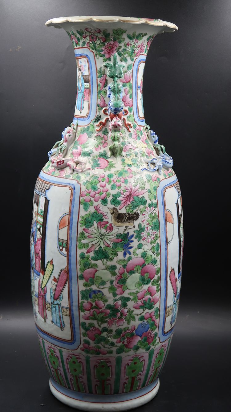 vase china canton 19th century chinese green family