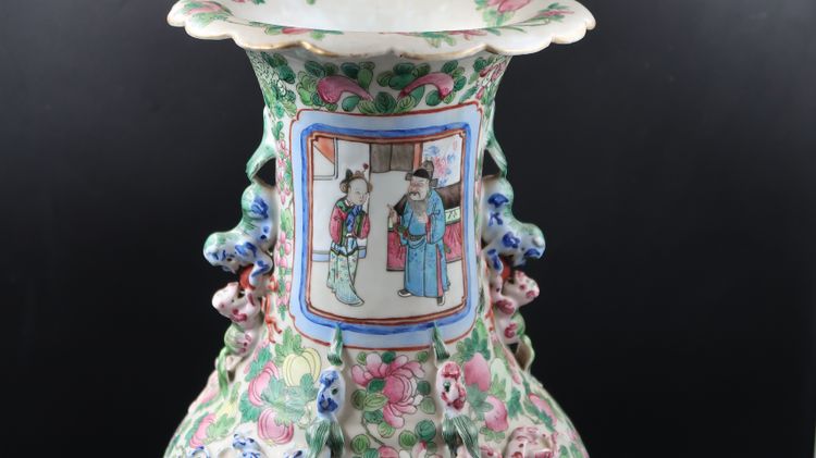 vase china canton 19th century chinese green family