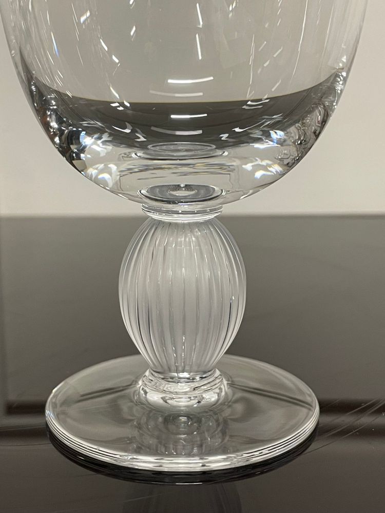 Lalique - Langeais Model - 5 Lalique France Crystal White Wine Glasses H: 12 Cm