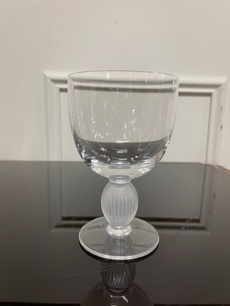 Lalique - Langeais Model - 5 Lalique France Crystal White Wine Glasses H: 12 Cm