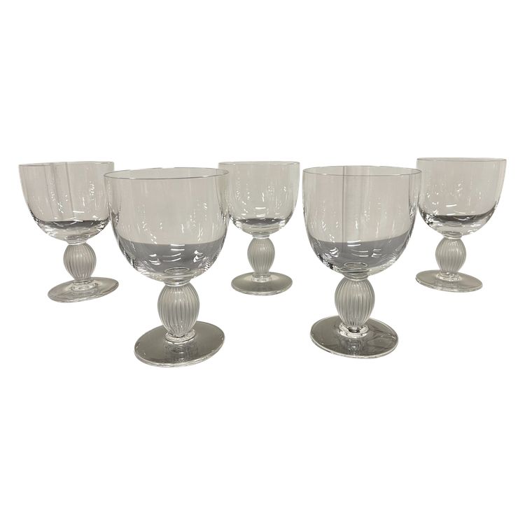 Lalique - Langeais Model - 5 Lalique France Crystal White Wine Glasses H: 12 Cm