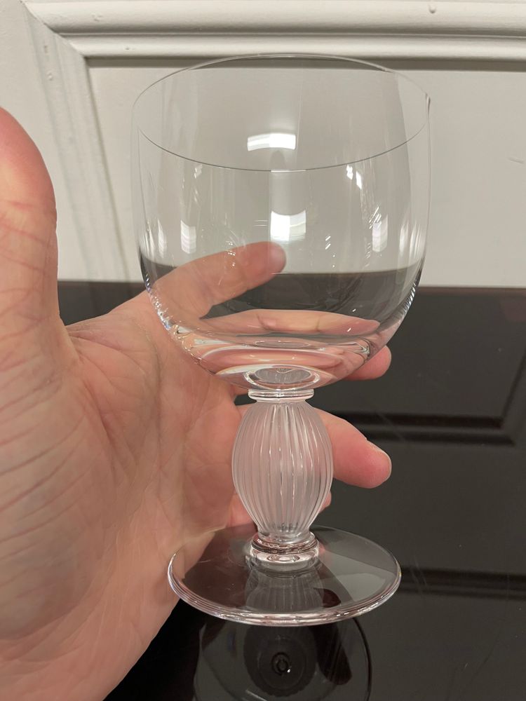 Lalique - Langeais Model - 5 Lalique France Crystal Red Wine Glasses H: 13 Cm