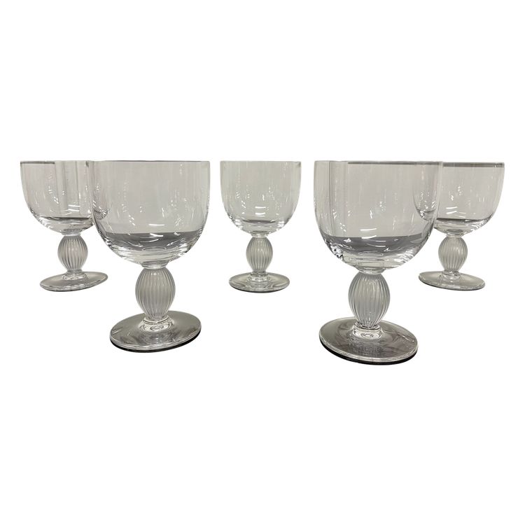 Lalique - Langeais Model - 5 Lalique France Crystal Red Wine Glasses H: 13 Cm