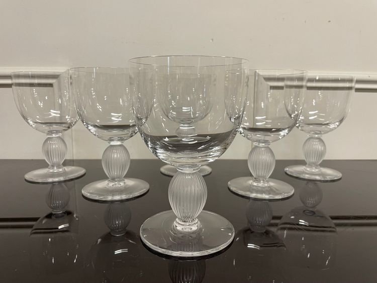 Lalique - Langeais Model - 6 Lalique France Crystal Water Glasses H: 14.5 cm