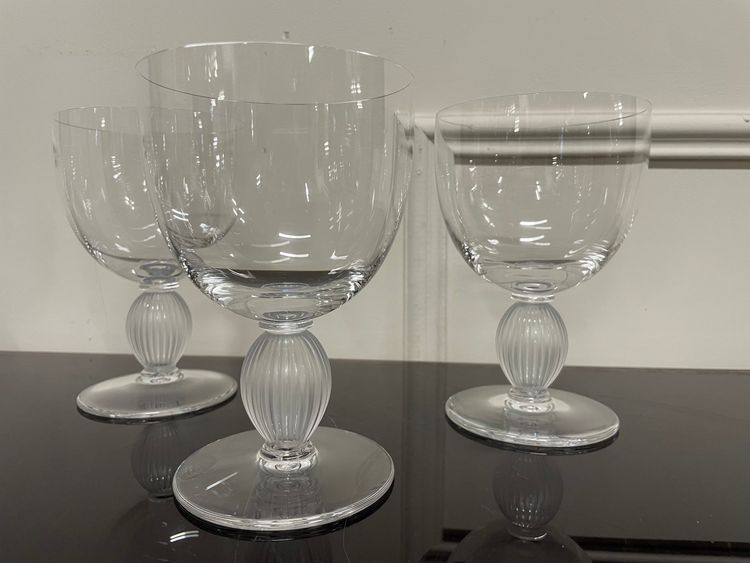 Lalique - Langeais Model - 6 Lalique France Crystal Water Glasses H: 14.5 cm