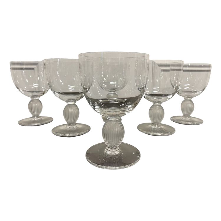 Lalique - Langeais Model - 6 Lalique France Crystal Water Glasses H: 14.5 cm