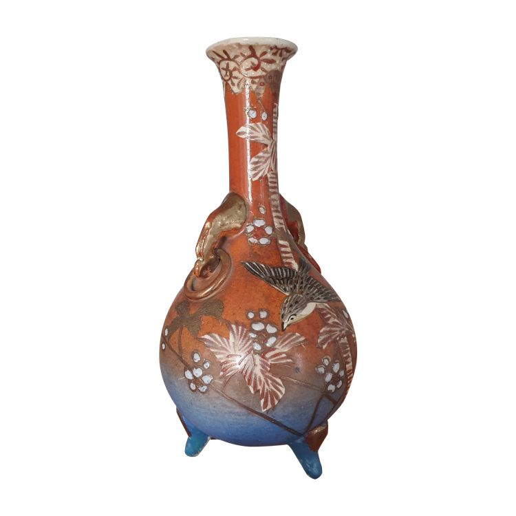 Meiji period Kyoto Satsuma tripod vase 