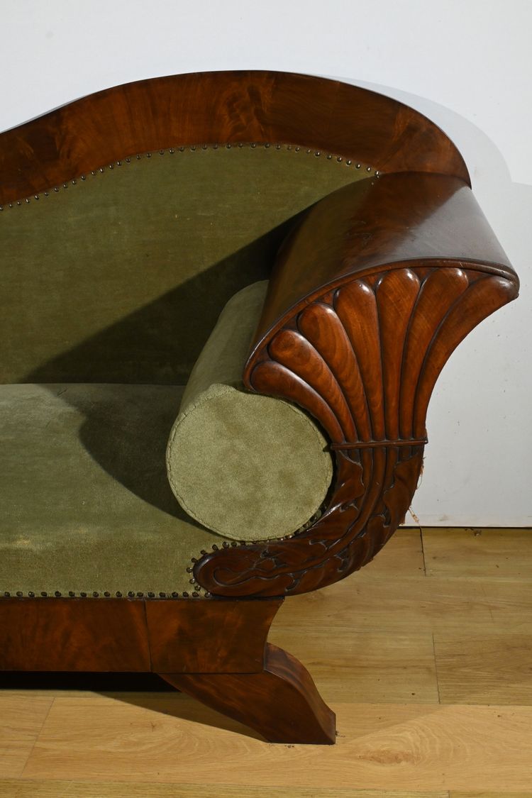 Mahogany burl sofa, Biedermeier style - Late 19th century