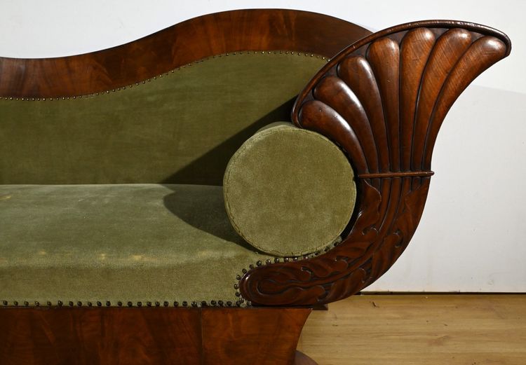 Mahogany burl sofa, Biedermeier style - Late 19th century