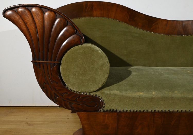 Mahogany burl sofa, Biedermeier style - Late 19th century