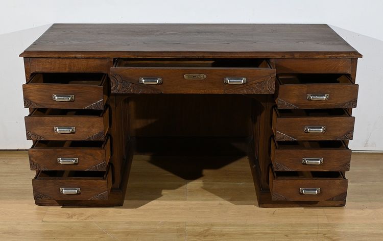 Oak pedestal desk, Art Deco - 1940