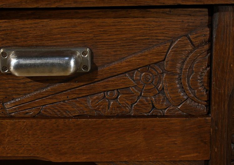 Oak pedestal desk, Art Deco - 1940