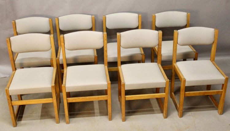 Suite Of 8 Brutalist XXth Century Dining Chairs