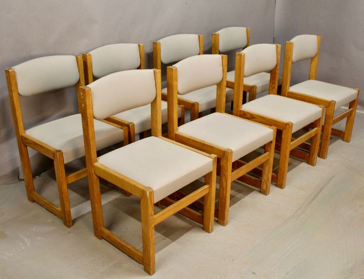 Suite Of 8 Brutalist XXth Century Dining Chairs