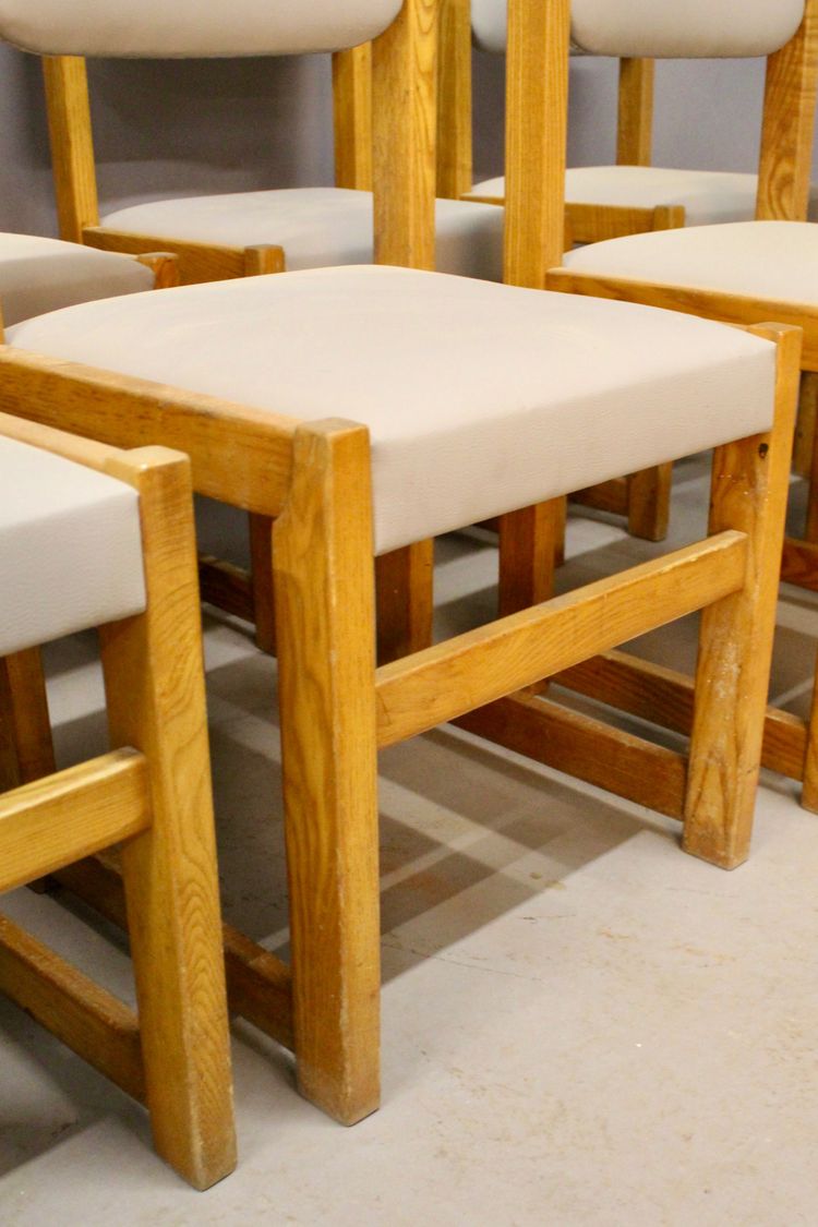 Suite Of 8 Brutalist XXth Century Dining Chairs