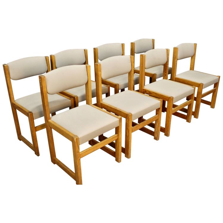 Suite Of 8 Brutalist XXth Century Dining Chairs