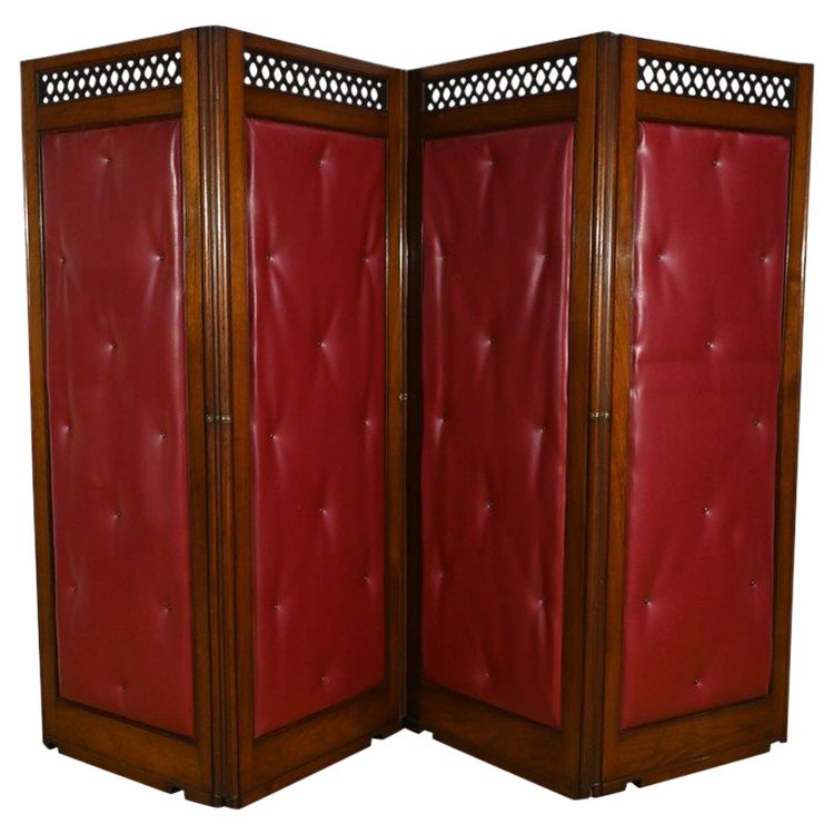 Mahogany 4-leaf folding screen - 1st Part XXth century