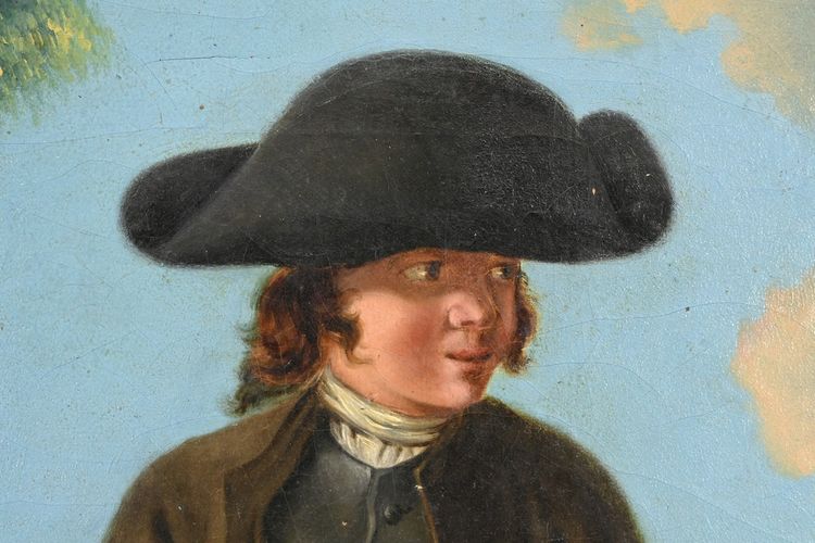 Oil on canvas "Le Rétameur" signed Fortière Delavau, 1817 - Early 19th century