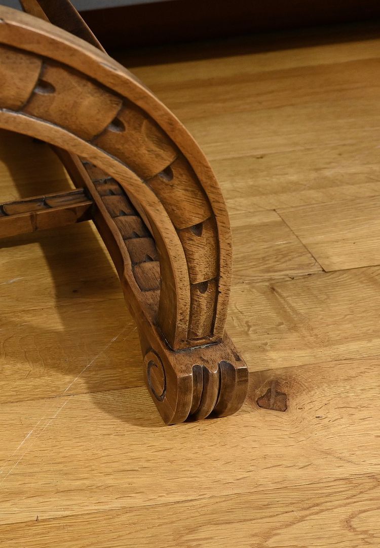 Dagobert armchair in Walnut, Medieval style - Late 19th century