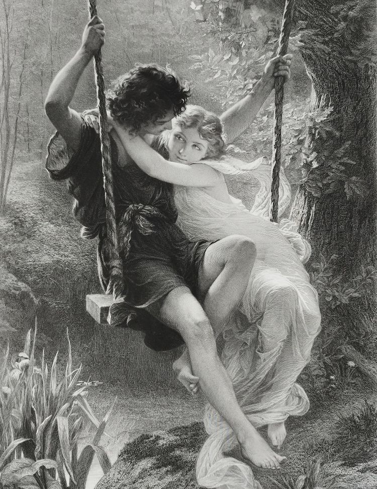 Gravure  Mythologique Le Printemps Par Amédée Varin d'Après Pierre Auguste Cot Néo-classique 19ème