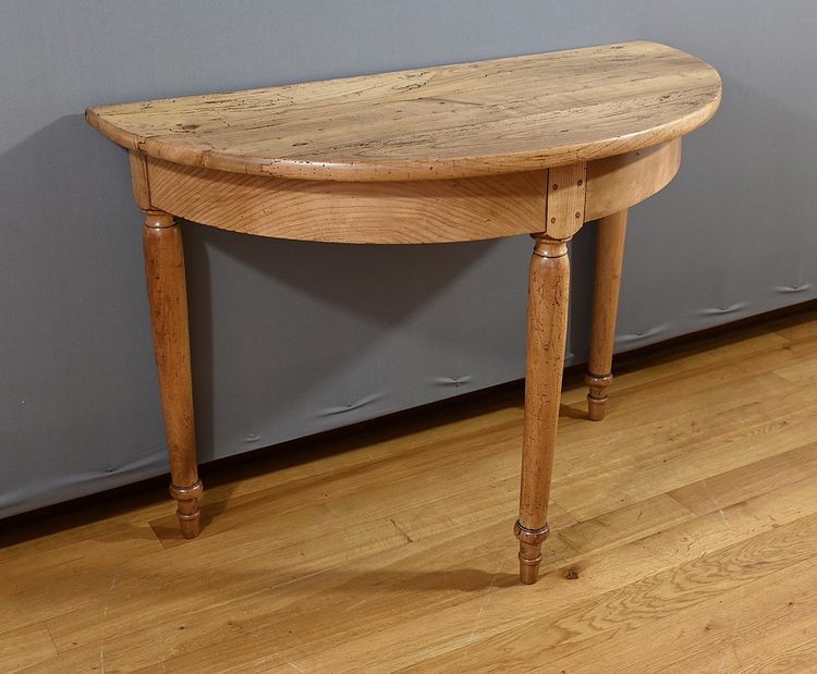 Half-moon console in blond cherry, Louis-Philippe style – 2nd part of the 19th century