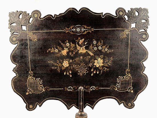 Screen in blackened wood and boiled cardboard, Napoleon III period