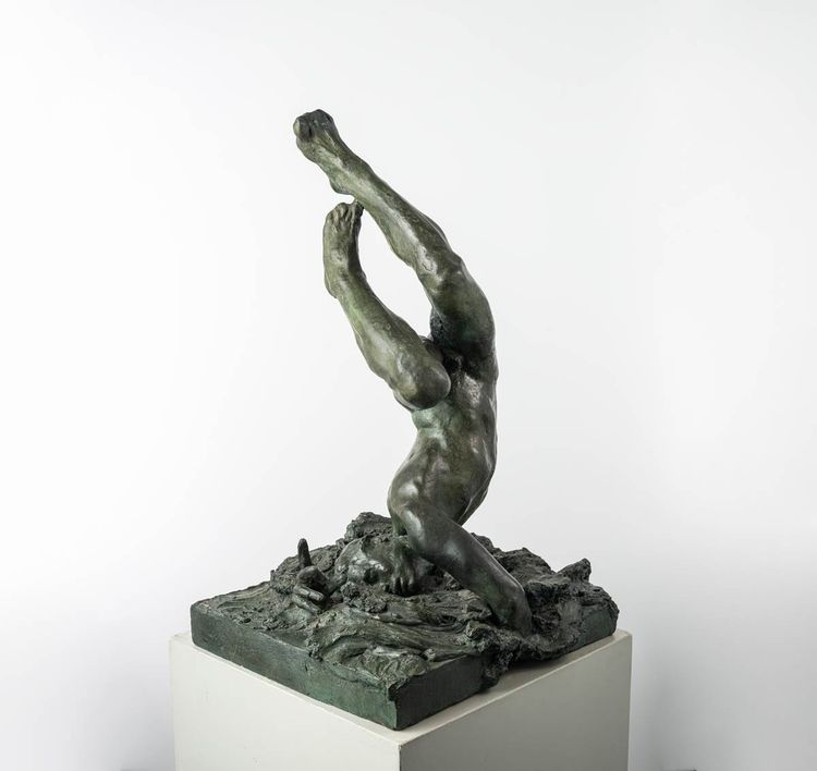 Male Nude - Bronze Sculpture - Icarus