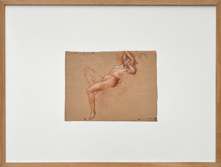 Languid female nude - three pencil drawing