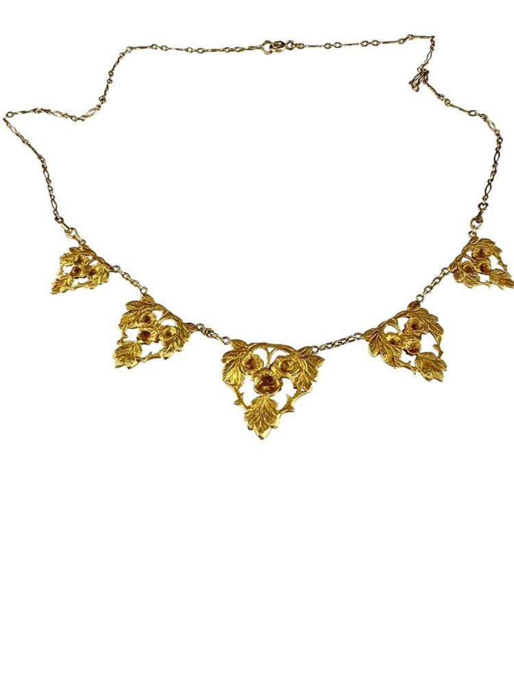 Art Nouveau Necklace In Colored Gold