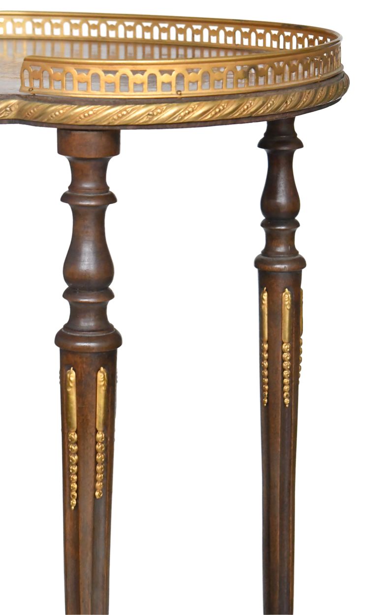 Napoleon III style side table with two trays in various wood marquetry with floral decoration