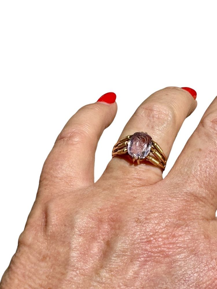 Gold Ring With Intaglio On Amethyst