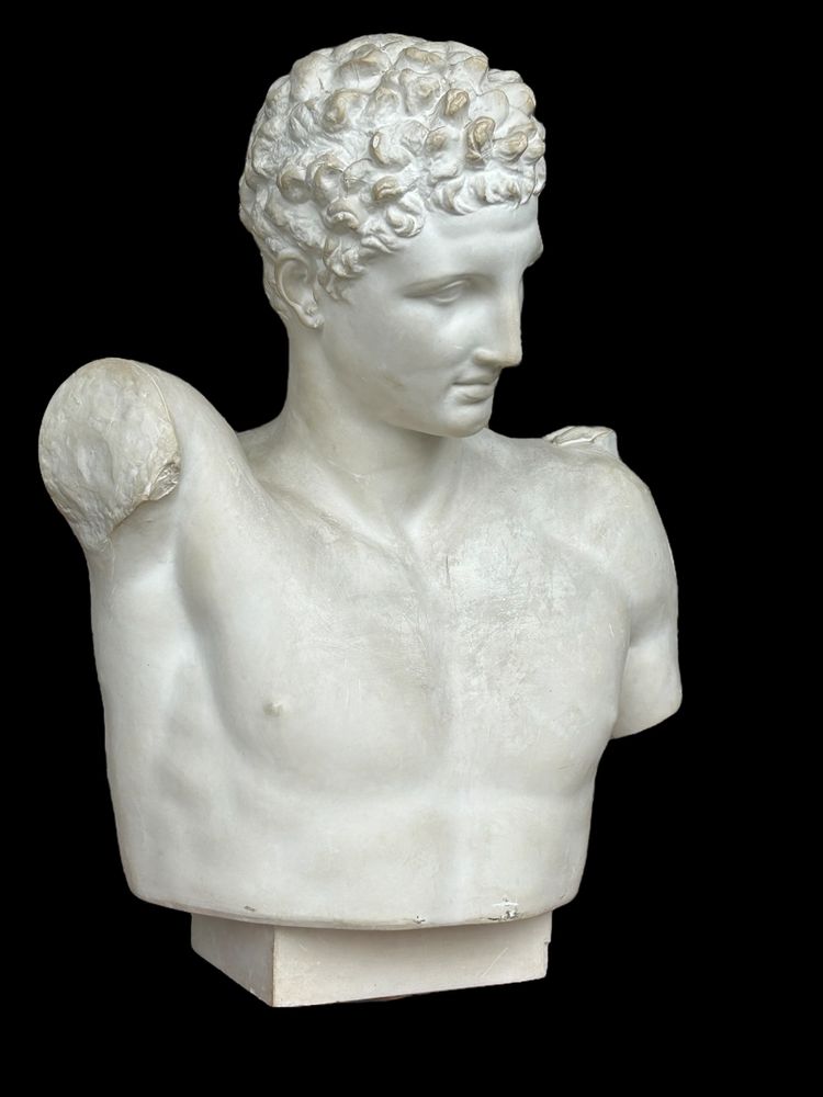 Very Important Antique Bust of Hermes After Praxiteles - Plaster 20th Century H 75 cm