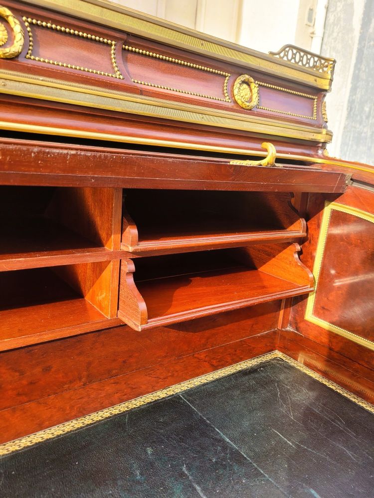 Attributed to H Dasson, Mahogany Cylinder Desk, 19th Century