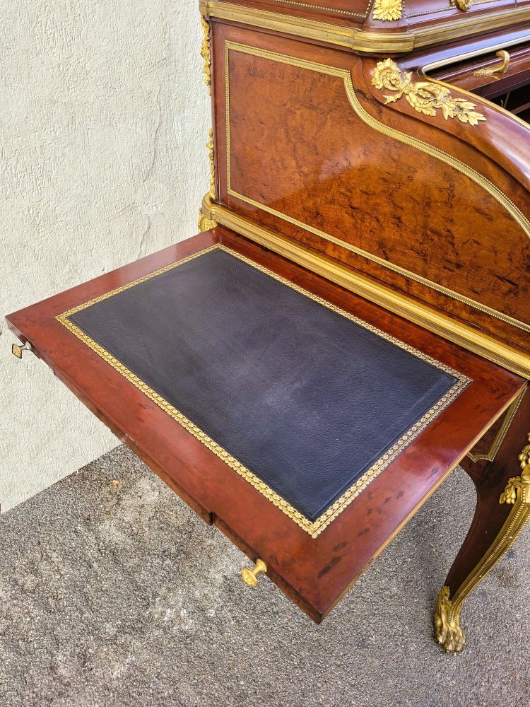 Attributed to H Dasson, Mahogany Cylinder Desk, 19th Century