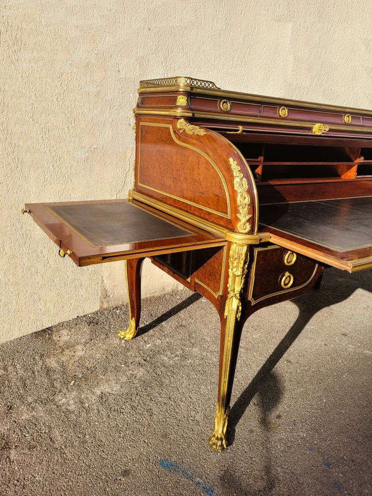 Attributed to H Dasson, Mahogany Cylinder Desk, 19th Century