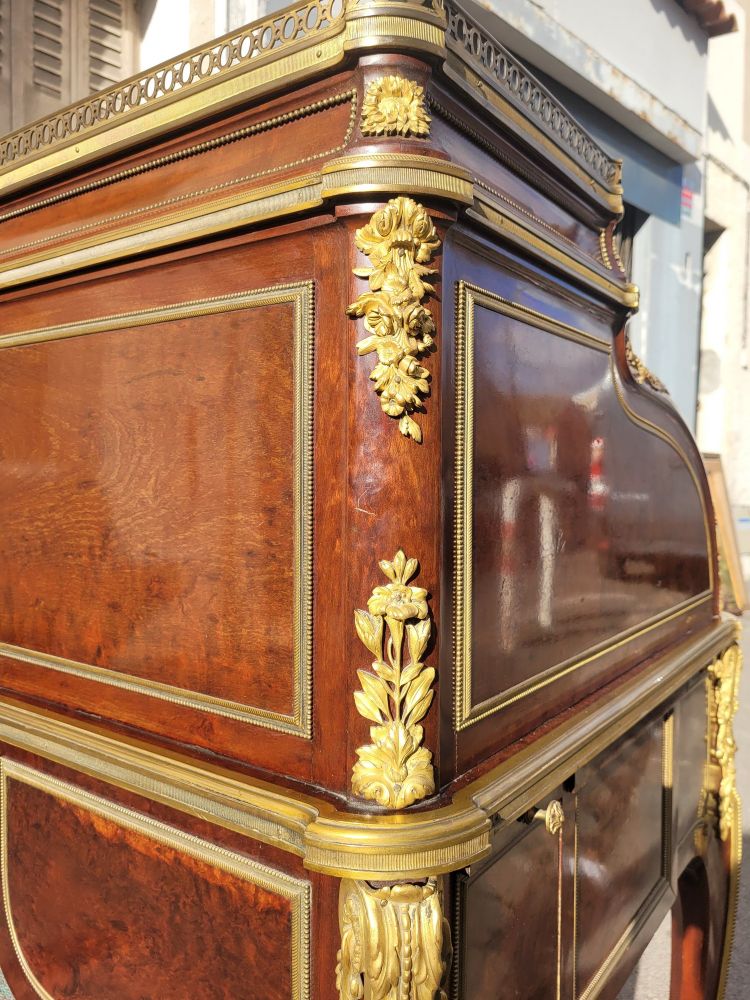 Attributed to H Dasson, Mahogany Cylinder Desk, 19th Century