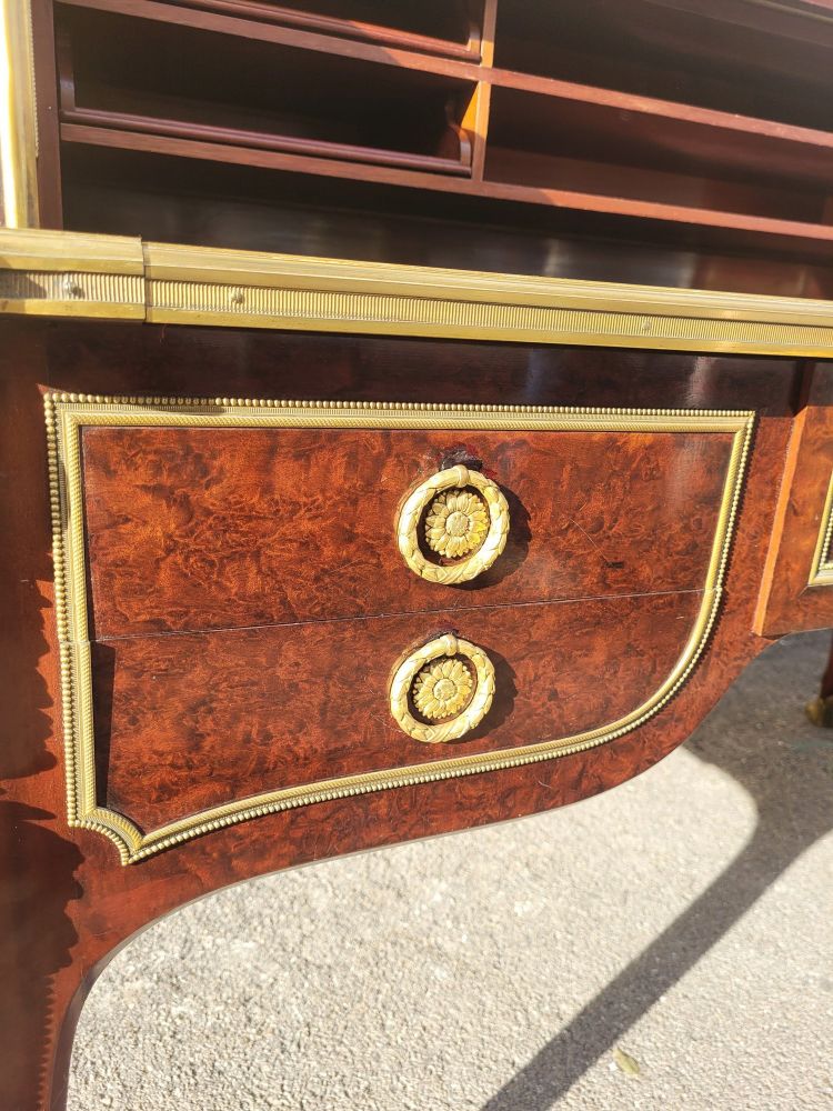 Attributed to H Dasson, Mahogany Cylinder Desk, 19th Century