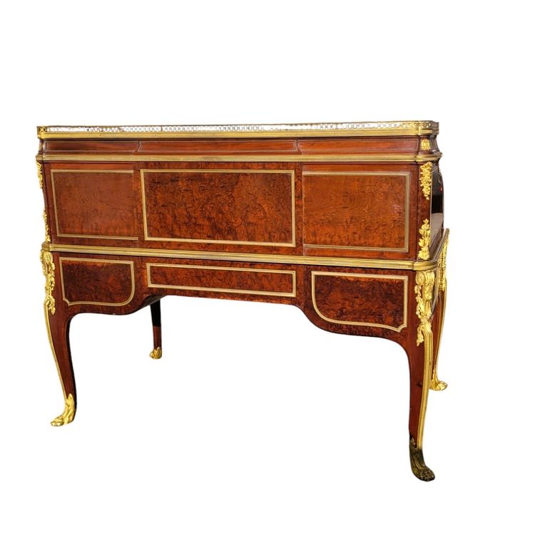 Attributed to H Dasson, Mahogany Cylinder Desk, 19th Century