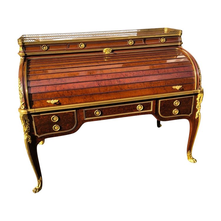 Attributed to H Dasson, Mahogany Cylinder Desk, 19th Century