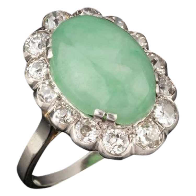 Art Deco Jade and Diamond Ring