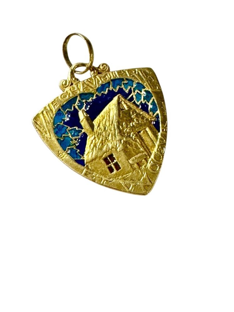 Love Medal: A Cottage and a Heart in Gold and Art Nouveau Enamel