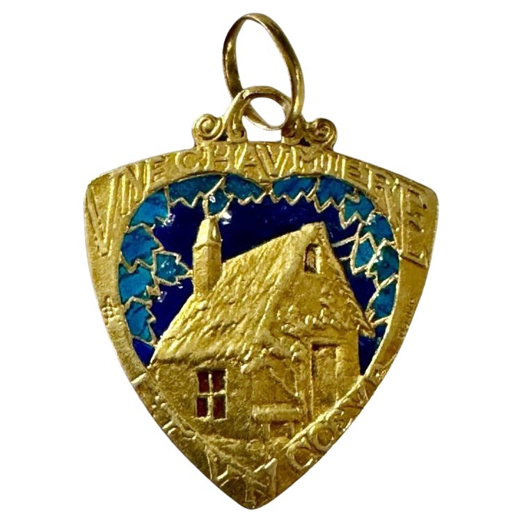 Love Medal: A Cottage and a Heart in Gold and Art Nouveau Enamel